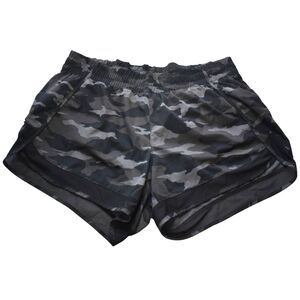Athleta Camo Printed Mesh Racer Run Short 4" Black Camo Gym Running Medium